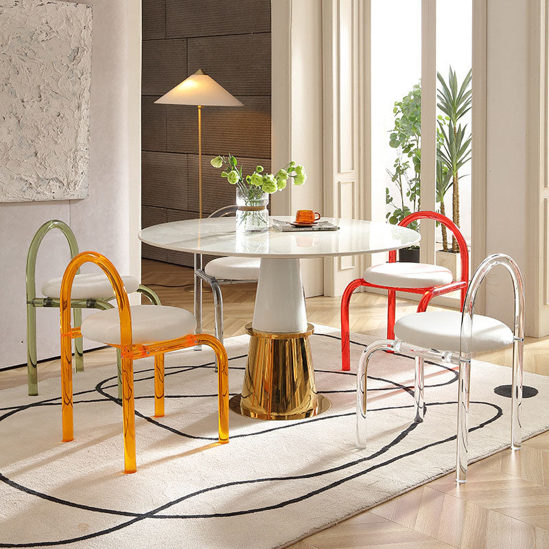 Contemporary Nordic Acrylic Velvet Sponge Round Arched Dining Chair Backrest For Dining Room DFM-F