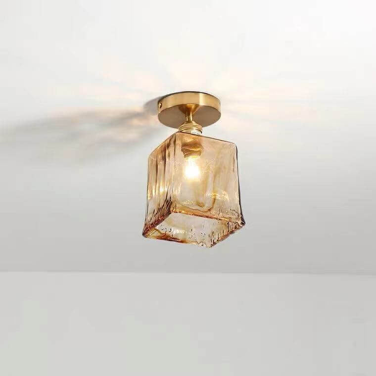 Modern Glass Japanese Amber Multi-Style 1-Light Flush Mount Light Lumendat