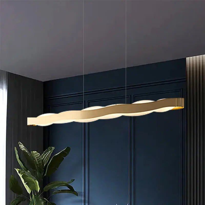Modern Luxury Stainless Steel Long Bar Acrylic LED Chandelier BulbSquare