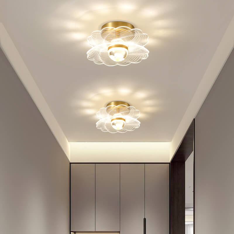 Creative Gold Double Layer Overlap Design LED Semi-flush Mount Light