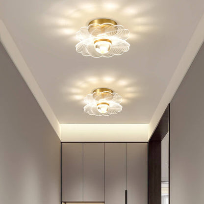 Creative Gold Double Layer Overlap Design LED Semi-flush Mount Light