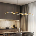 Nordic Minimalist Long Strip Wave Design Island Light LED Chandelier Lumendat