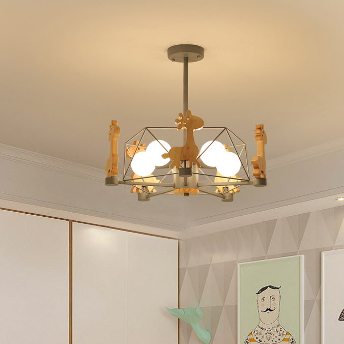 Lumendat Scandinavian Modern Children's Giraffe Diamond Pentagram Iron 5-Light Island Chandelier Lumendat
