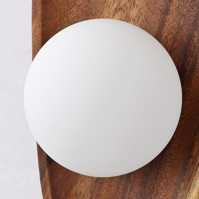 Traditional Japanese Irregular Oval Plate Wood Glass LED Wall Sconce Lamp For Bedroom Lumendat