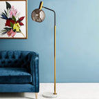 Contemporary Nordic Glass Dome Shade Marble Base 1-Light Standing Floor Lamp For Living Room Lumendat