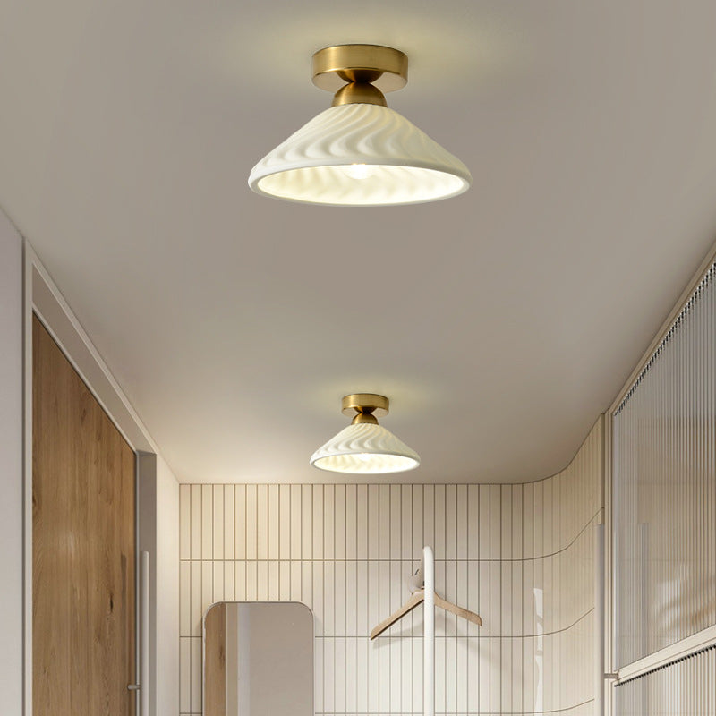 Modern Light Luxury Ceramic Disc 1-light Semi-flush Mount Lighting