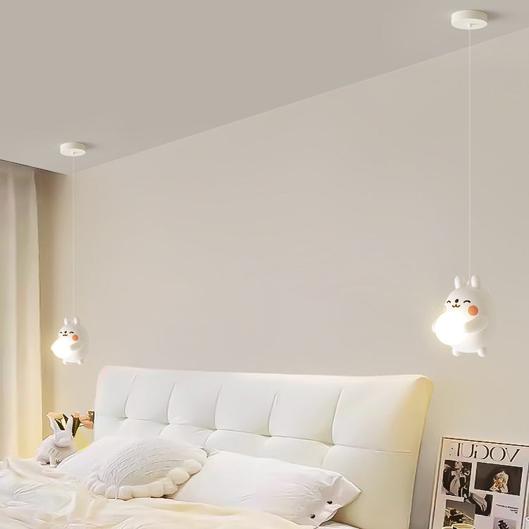 Lumendat Modern Art Deco Kids Iron Acrylic Rabbit LED Pendant Light For Bedroom Lumendat