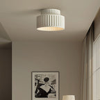 Contemporary Nordic Cream Style Hand Sculpted Stripes Resin Round 1-Light Flush Mount Ceiling Light For Entryway Lumendat