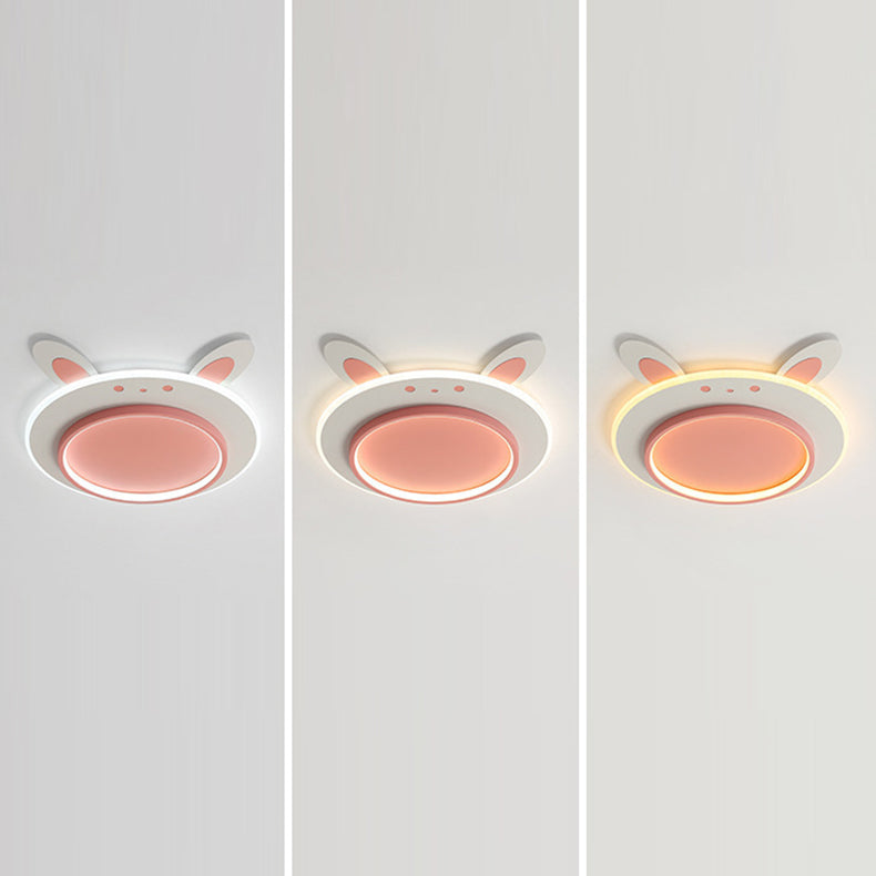 Lumendat Modern Simplicity Kids Iron Acrylic Rabbit Round LED Flush Mount Ceiling Light For Bedroom Lumendat