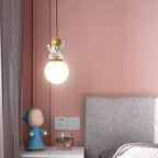 Contemporary Nordic Kids Orb Astronaut Iron Resin 1-light Pendant Light for Bedroom BulbSquare