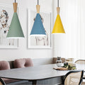 Contemporary Scandinavian Cone Round Aluminum 1-light Pendant Light for Bedroom BulbSquare