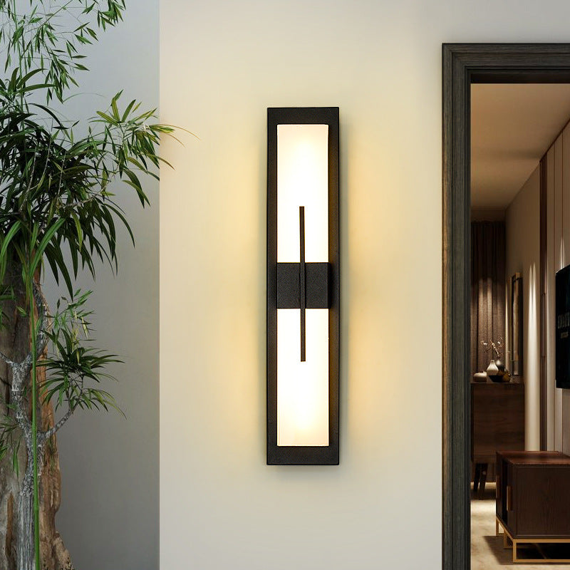 Outdoor Minimalist Rectangular Stainless Steel Acrylic LED Waterproof Wall Sconce Lamp Lumendat