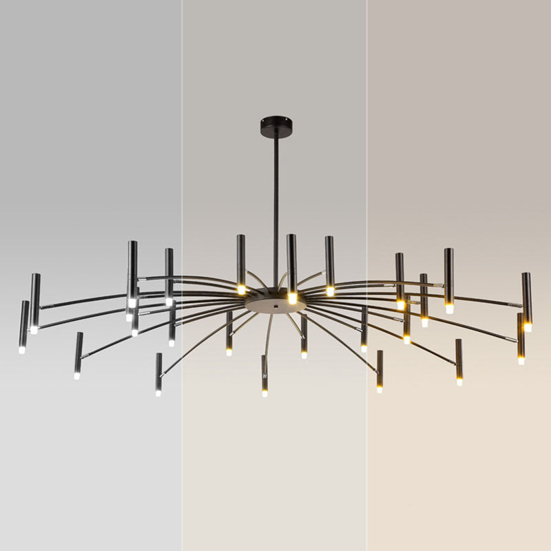 Contemporary Scandinavian Round Radioactive Iron Aluminum 12/24 Light Chandelier for Living Room