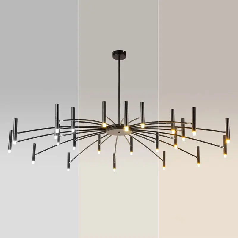 Contemporary Scandinavian Round Radioactive Iron Aluminum 12/24 Light Chandelier for Living Room Lumendat