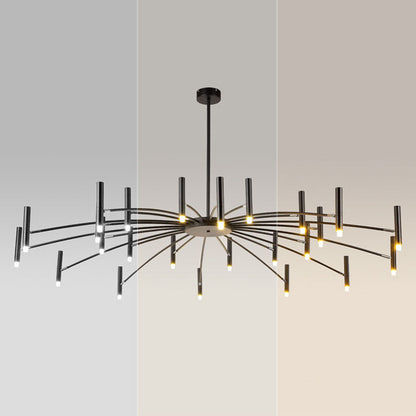 Contemporary Scandinavian Round Radioactive Iron Aluminum 12/24 Light Chandelier for Living Room