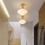 Nordic Log Striped Glass Oval 1-light Semi-flush Mount Ceiling Light BulbSquare