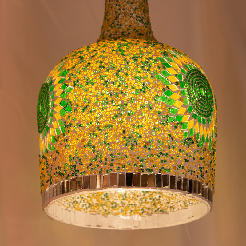Modern Creative Stained Glass Bottle 1-light Pendant Light BulbSquare