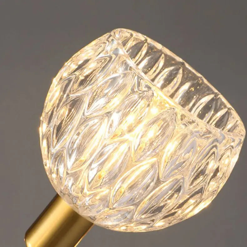 Modern Art Deco Gold Finish Frame Lotus Leaf Glass Shade 3/6-light Chandelier for Living Room Lumendat