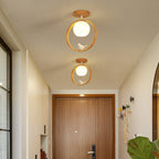 Modern Japanese Minimalist Log Bird Round 1-Light Semi-Flush Mount Ceiling Light Lumendat