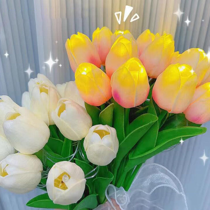 Tiffany-Style Tulip Flower Decoration LED Table Lamp Lumendat
