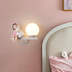 Contemporary Creative Kids Girls Unicorn Orb Resin Iron Glass 1-Light Wall Sconce Lamp For Bedroom Lumendat