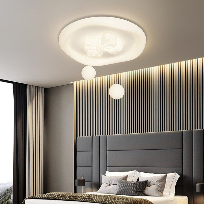 Lumendat Contemporary Creative Kids Round Bow Orb Iron Rolled Plastic LED Flush Mount Ceiling Light For Bedroom Lumendat