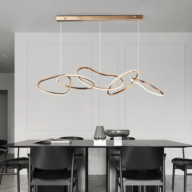 Contemporary Nordic Stainless Steel Round Toroidal LED Chandeliers for Dining Room Lumendat