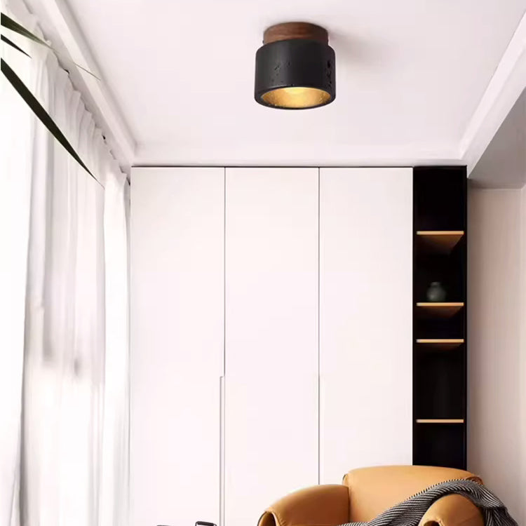 Modern Minimalist Cylinder Stone 1-light Flush Mount Ceiling Light for Bedroom