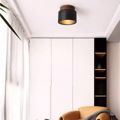 Modern Minimalist Cylinder Stone 1-light Flush Mount Ceiling Light for Bedroom