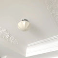 Traditional French Iron Glass Hemispheroid Ripple 1-light Semi-flush Mount Ceiling Light for Hallway