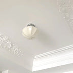 Traditional French Iron Glass Hemispheroid Ripple 1-light Semi-flush Mount Ceiling Light for Hallway