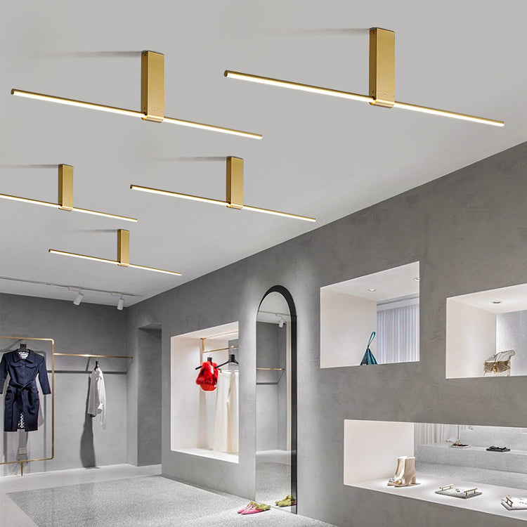 Modern Minimalist Aluminum Acrylic Strip Rectangle LED Semi-flush Mount Ceiling Light for Hallway