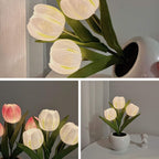 Tulip Simulation Bouquet Ceramic Flower Pot LED Night Light Table Lamp Lumendat
