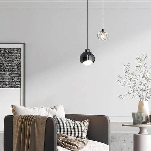 Light Luxury Simple Crystal Ball Metal 2-light Curve Pendant Light