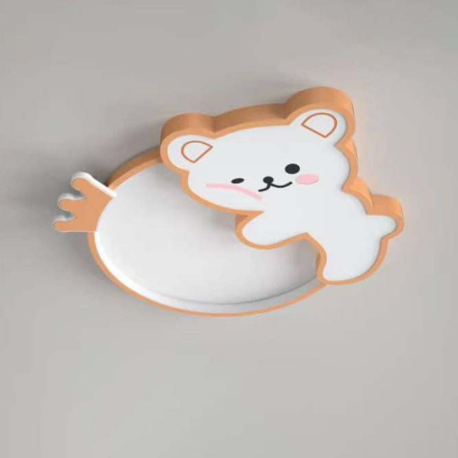 Lumendat Modern Cute Children's Bear Iron Acrylic Eye Protection LED Flush Mount Ceiling Light Lumendat