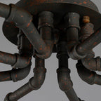 Industrial Vintage Water Pipe Round Iron 4/6/8 Light Flush Mount Ceiling Light BulbSquare