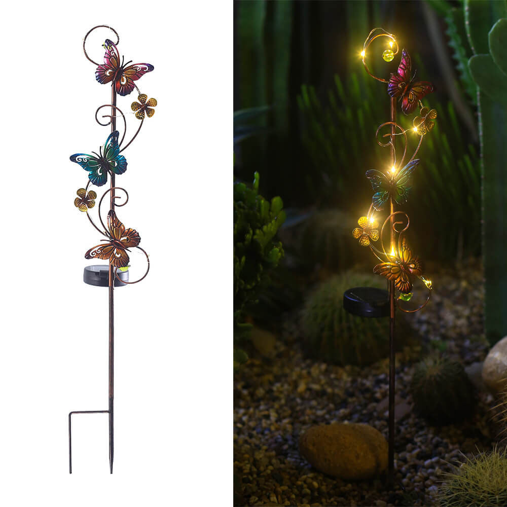 Solar Iron Hummingbird Butterfly Dragonfly Garden Lawn Landscape Light Lumendat