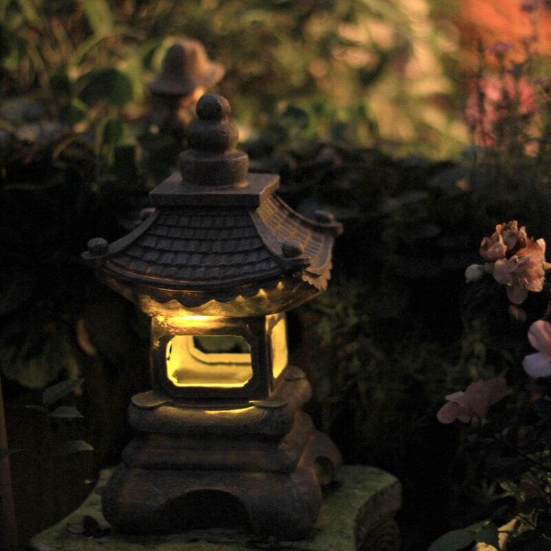 Japanese Zen Solar Waterproof Pagoda Stone LED Outdoor Garden Decoration Landscape Light Lumendat