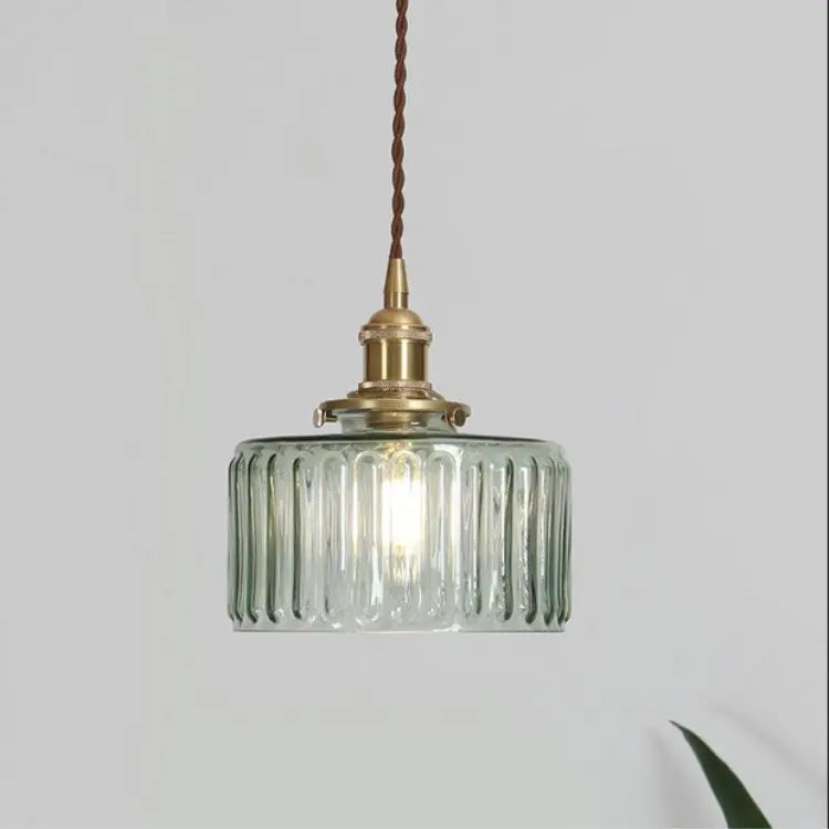 Japanese Vintage Brass Glass Round Jar 1-light Pendant Light Lumendat