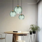 Contemporary Simplicity Green Leaf Patterned Glass Ball Shade 1-light Pendant Light for Living Room Lumendat