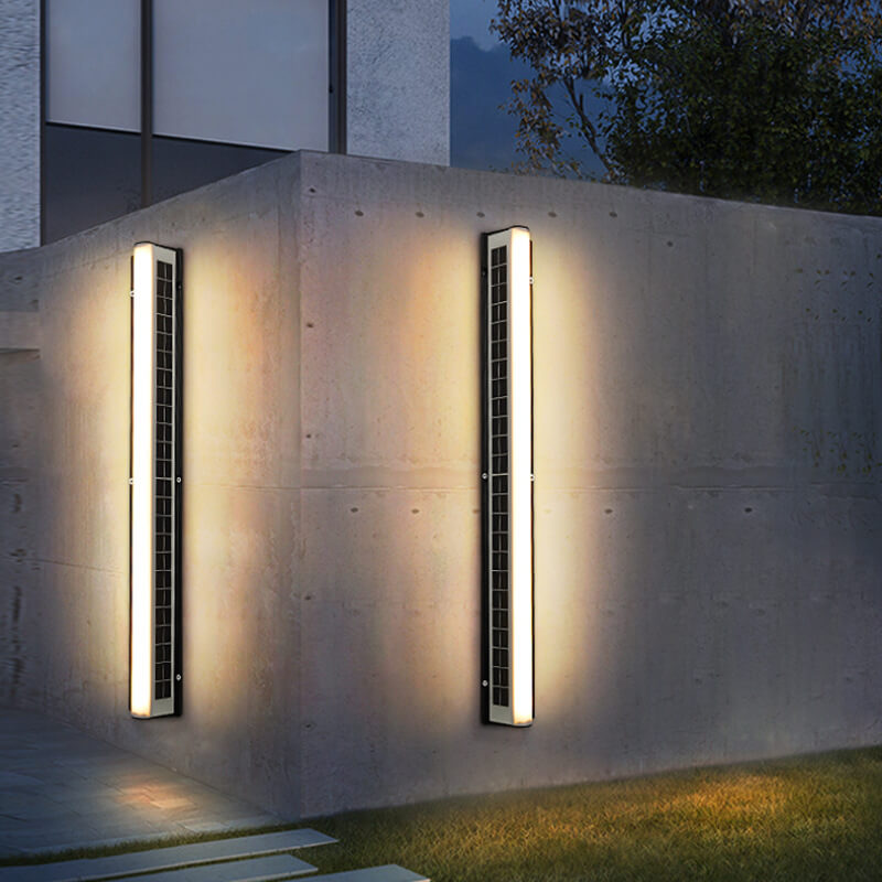 Modern Solar Waterproof Acrylic Long Strip LED Outdoor Wall Sconce Lamp Lumendat