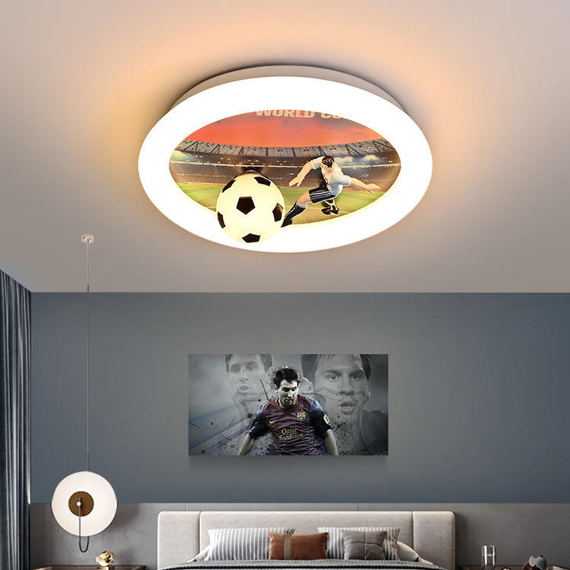 Lumendat Contemporary Creative Kids Football Iron Acrylic LED Flush Mount Ceiling Light For Bedroom Lumendat