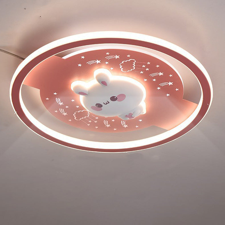 Lumendat Contemporary Creative Childlike Spaceman Rabbit Design LED Kids Flush Mount Ceiling Light For Bedroom Lumendat