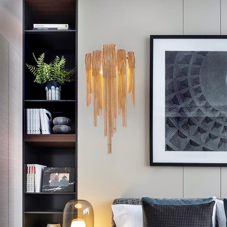 Lumendat Postmodern Luxury Aluminum Chain Tassel 2-Light Wall Sconce Lumendat