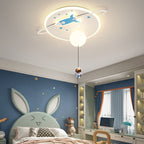 Lumendat Contemporary Creative Iron Acrylic Rocket Astronaut LED Kids Flush Mount Ceiling Light For Bedroom Lumendat