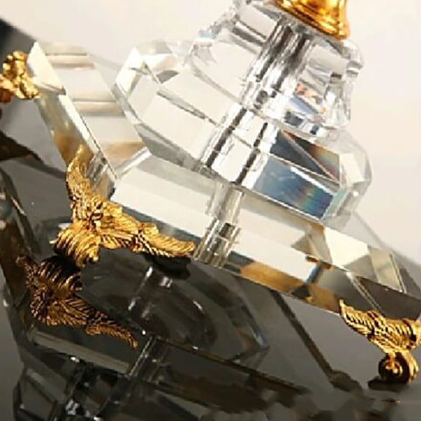 European Luxury Fabric Candle Holder with Crystal Base 4-Light Table Lamp Lumendat