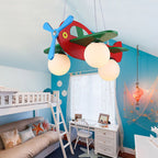 Lumendat Contemporary Creative Wooden Propeller Plane 3-Light Kids Chandelier For Living Room Lumendat