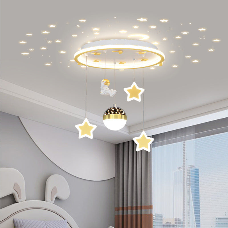 Lumendat Contemporary Creative Starry Night Acrylic Round Shade LED Kids Flush Mount Ceiling Light For Bedroom Lumendat