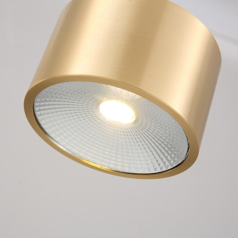 Modern Minimalist Cylinder Brass LED Flush Mount Ceiling Light for Living Room