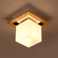 Nordic Minimalist Square Log Glass 1-Light Flush Mount Lighting Lumendat